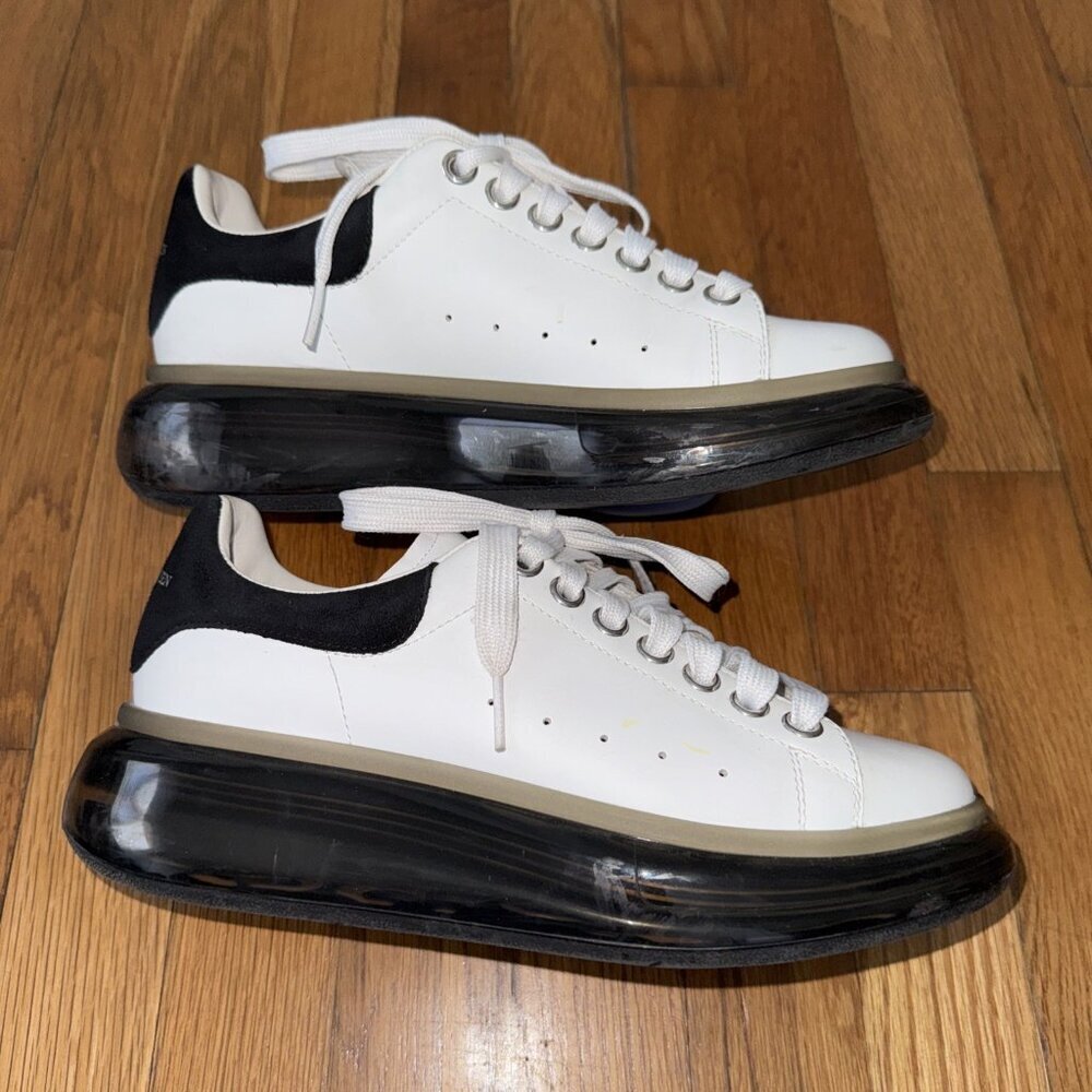 Alexander McQueen Larry Sneakers White Leather Black Gel Sole Size 38 1/2 D - Picture 13 of 16